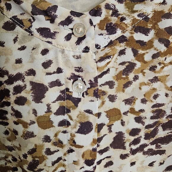 Calvin Klein Chiffon Long Sleeve Button Front Blouse Animal Print Lined Size 3X - Picture 7 of 15
